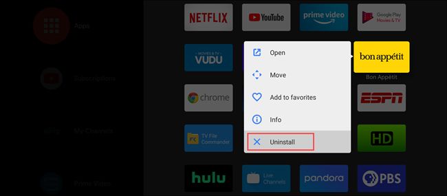 Как удалить приложение с Android TV Box